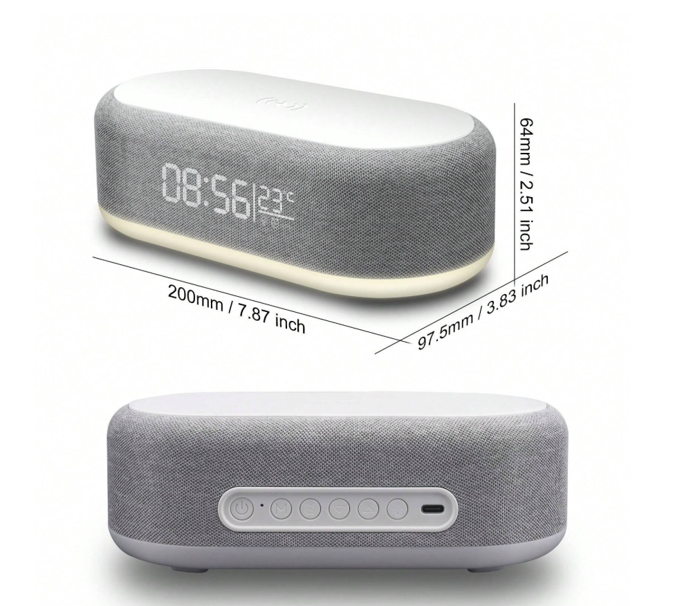 3-in-1 Alarm Clock + Wireless Charger + LED Night Light