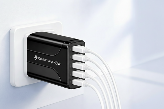 48W 5-Port Fast Charging Wall Charger + 4× 10FT iPhone Cables