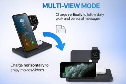 3 in 1 Wireless Charger 15W Fast Charging Station for Phone Watch & AirPods