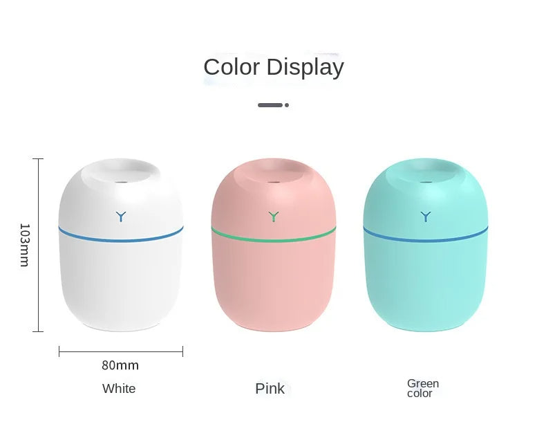 Mini Portable Ultrasonic Humidifier + Essential Oil Diffuser (USB) with LED Night Light