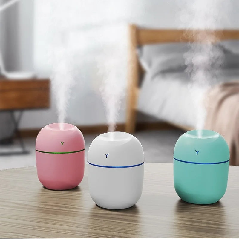 Mini Portable Ultrasonic Humidifier + Essential Oil Diffuser (USB) with LED Night Light